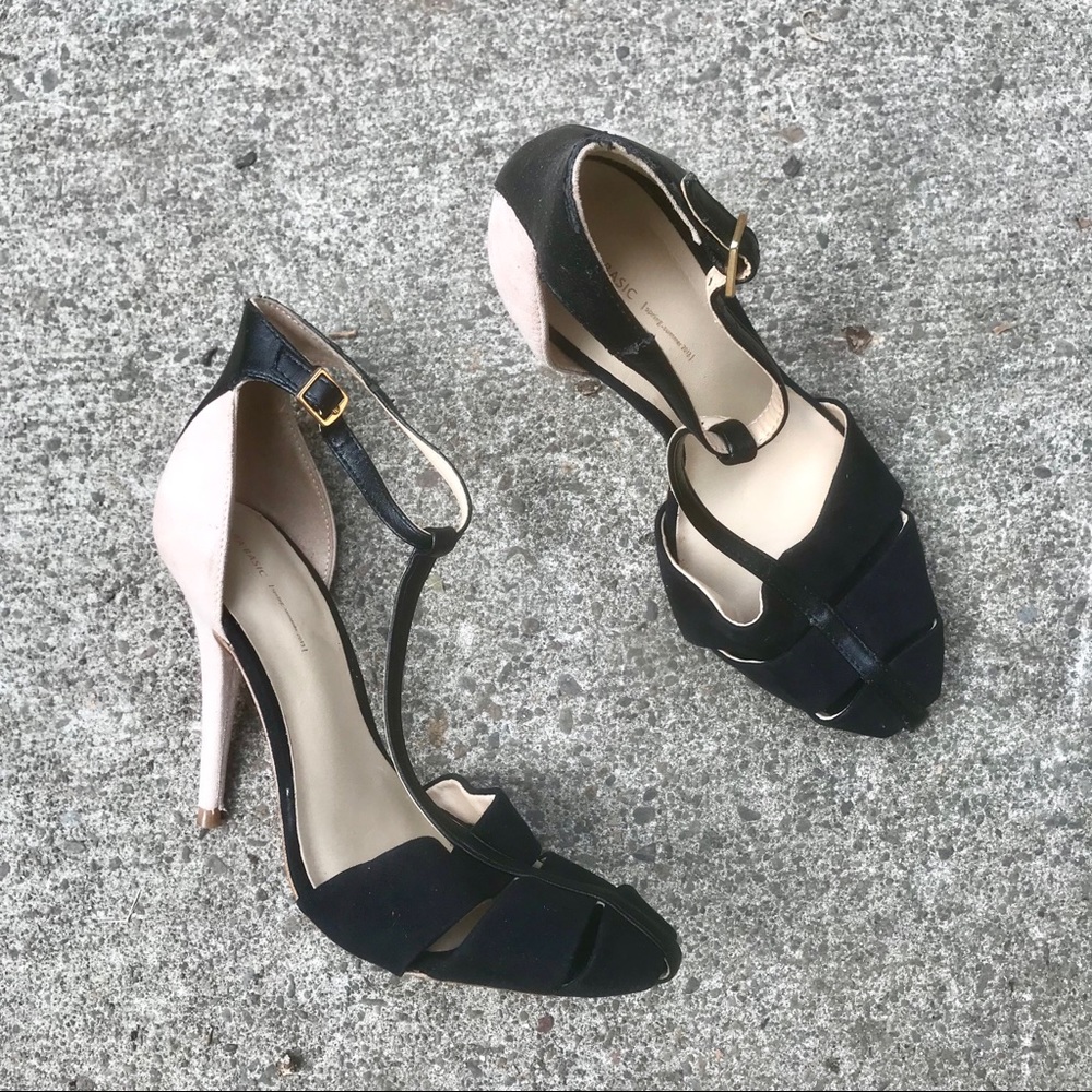 Zara Cage Toe T-Strap Stiletto Heels